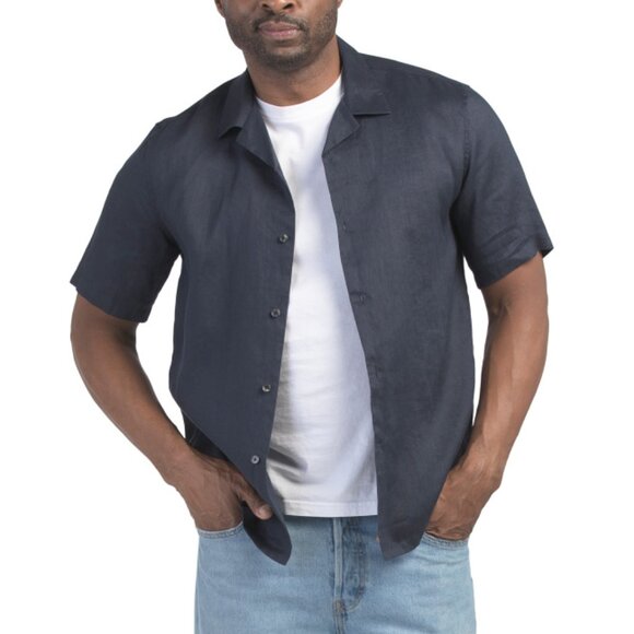 THEORY Baltic Linen Daze Short Sleeve Shirt